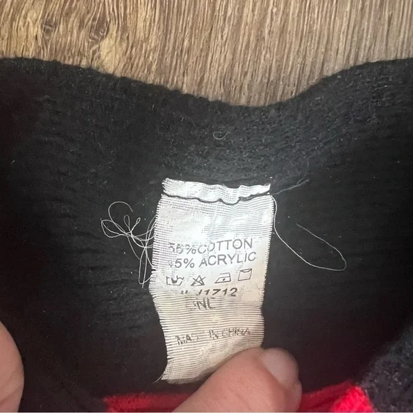 Vintage, navy, red and white striped sweater, size small - Picture 2 of 3